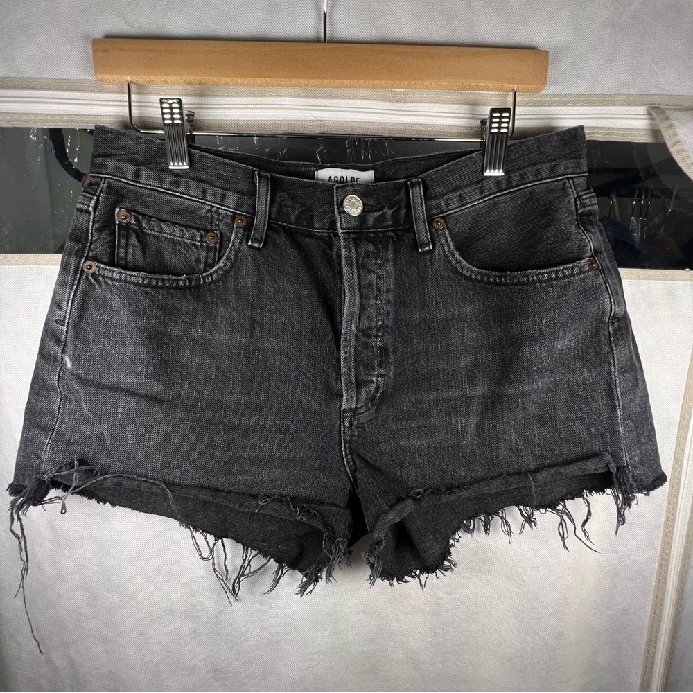AGOLDE Parker Vintage Excellent Condition Black Jean Shorts Button Fly Size 28